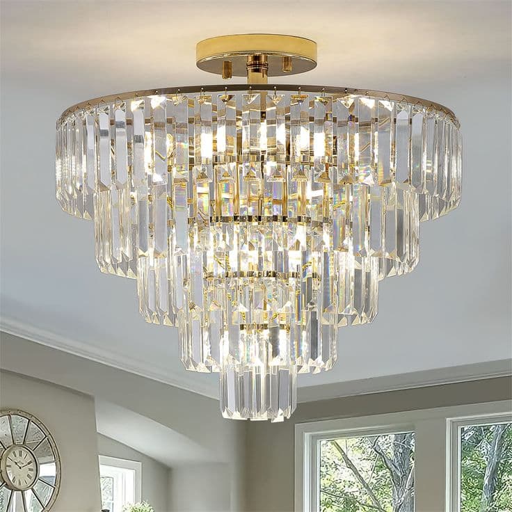 Decorative Gold-Finish Crystal Chandelier — detail image 1