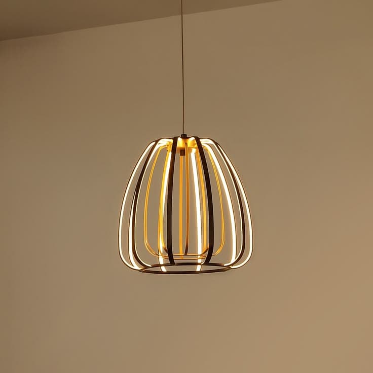 Modern Gold Wire-Cage Pendant Light — detail image 1