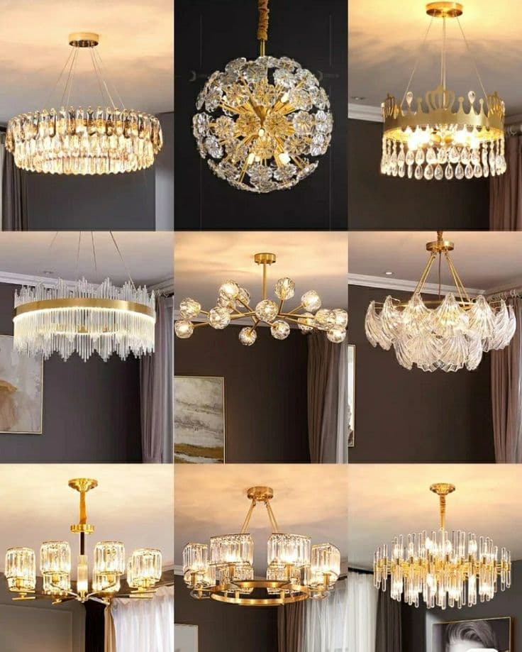 Decorative Gold-Finish Crystal Chandelier